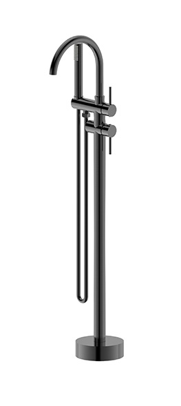 Rund Bath Mixer with Hand Shower Gun Metal