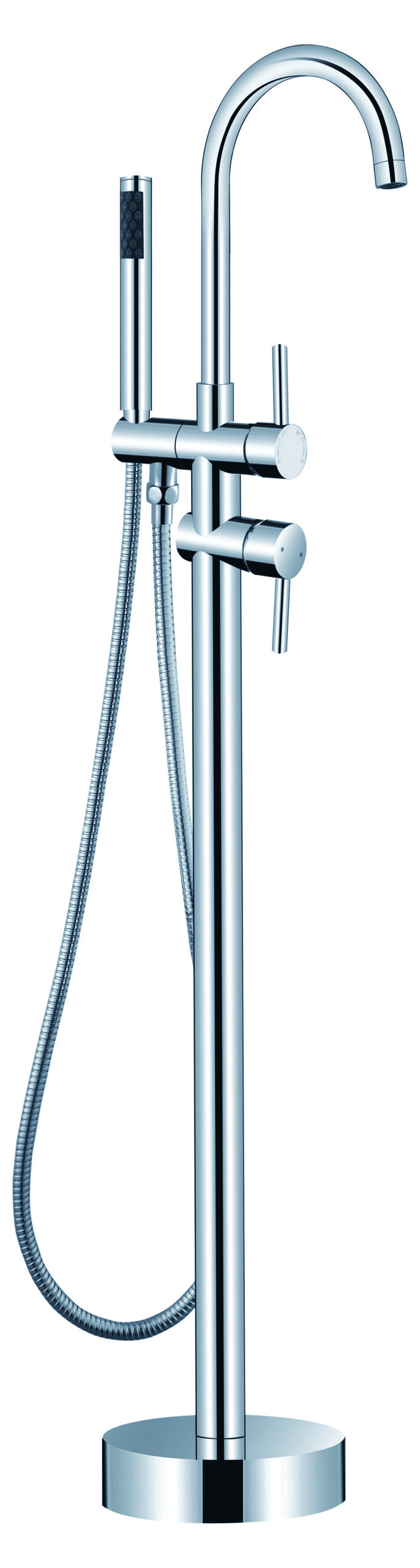 Rund Bath Mixer with Hand Shower Chrome