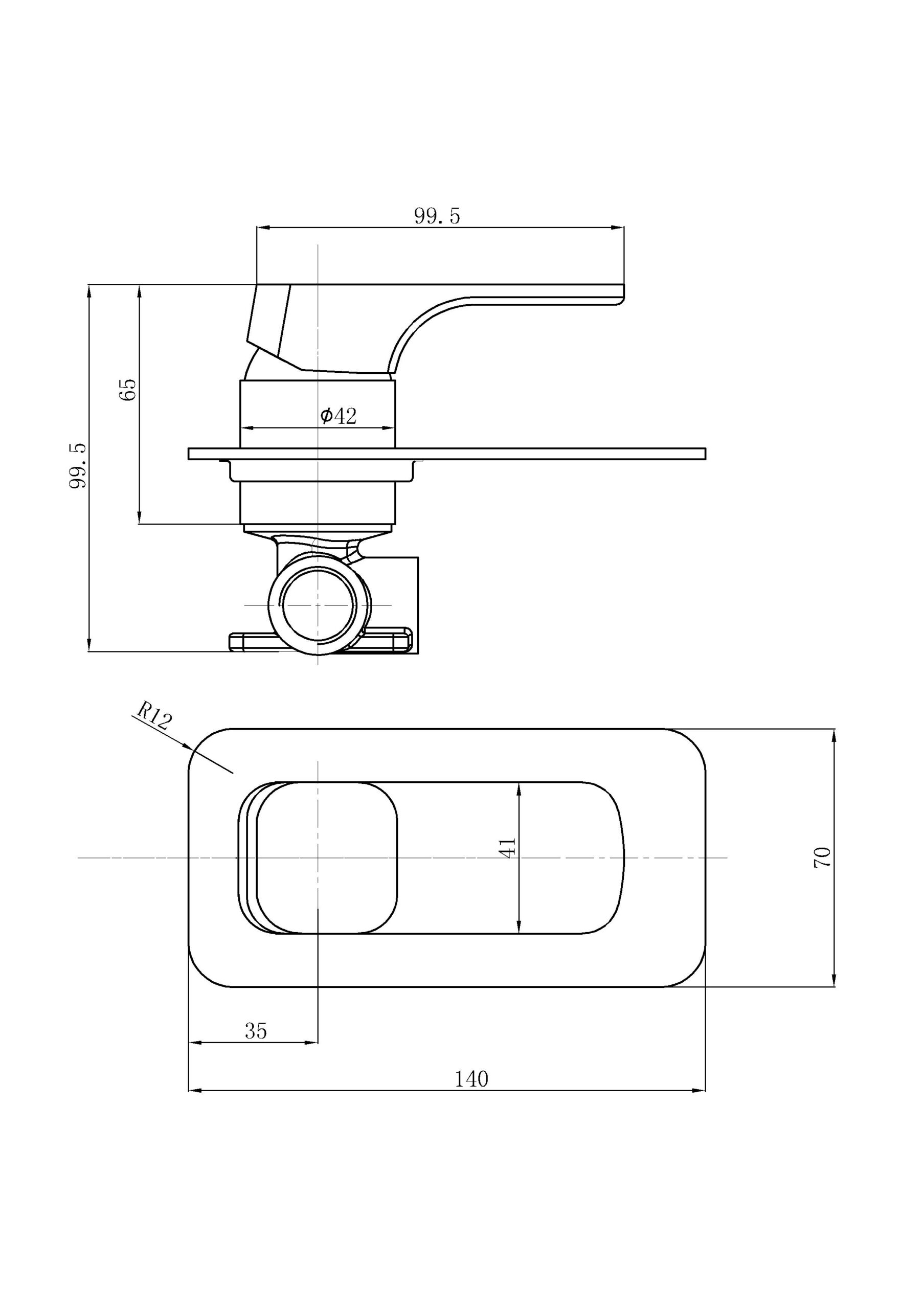 Kompakt Eckig Shower Mixer Chrome - Image 2