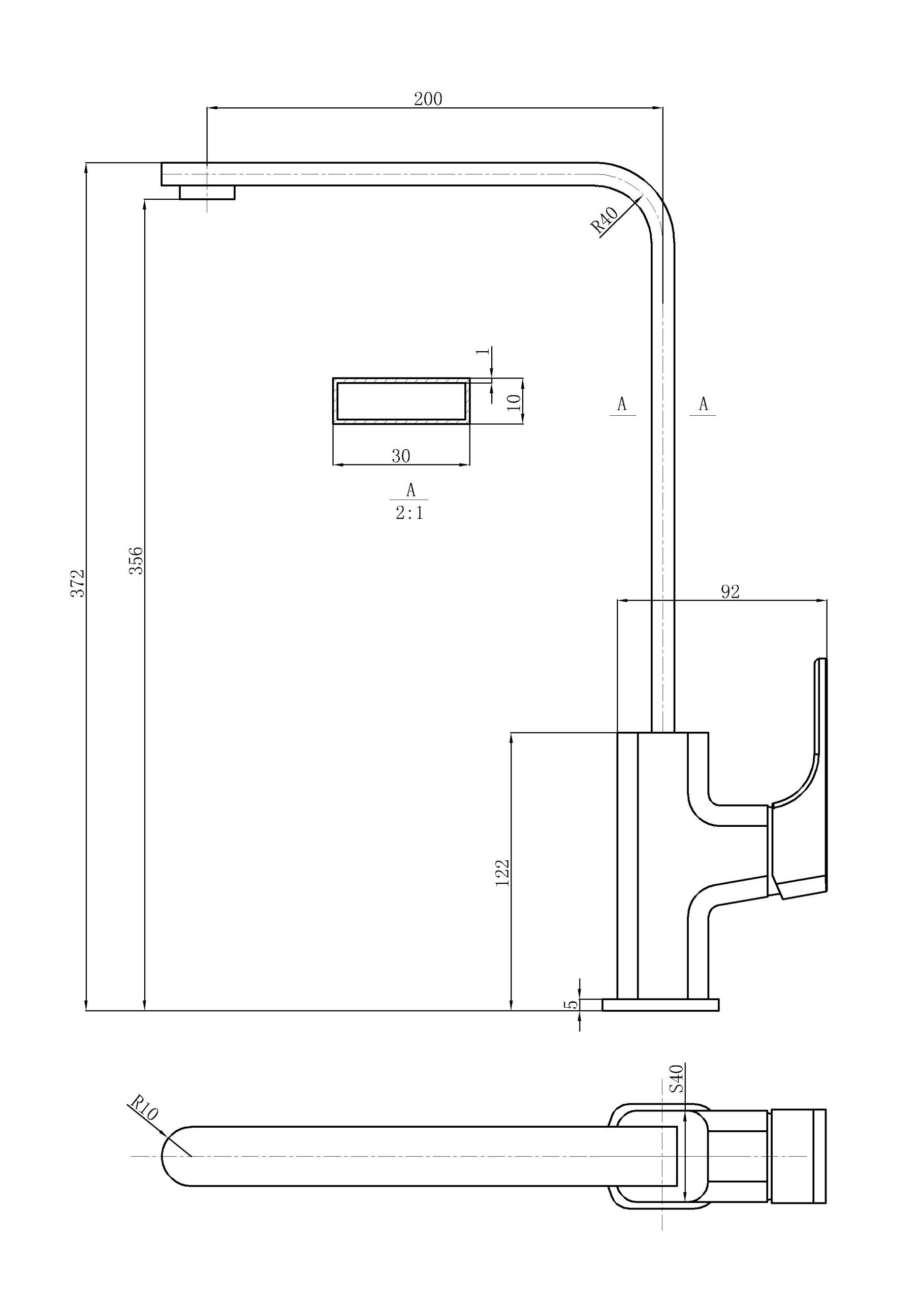 Kompakt Eckig Sink Mixer Chrome - Image 2