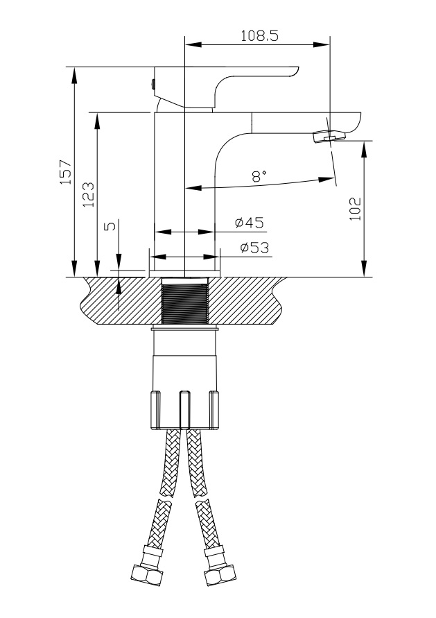 Luxus Basin Mixer Brushed Nickel - Image 2