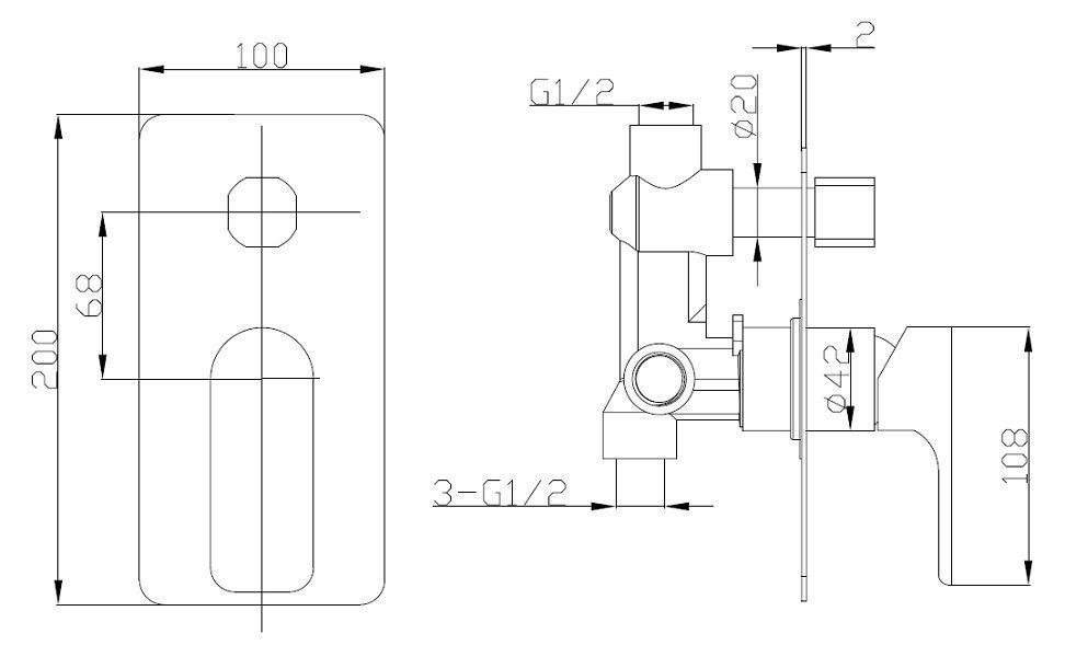 Luxus Shower Diverter Mixer Brushed Nickel - Image 2
