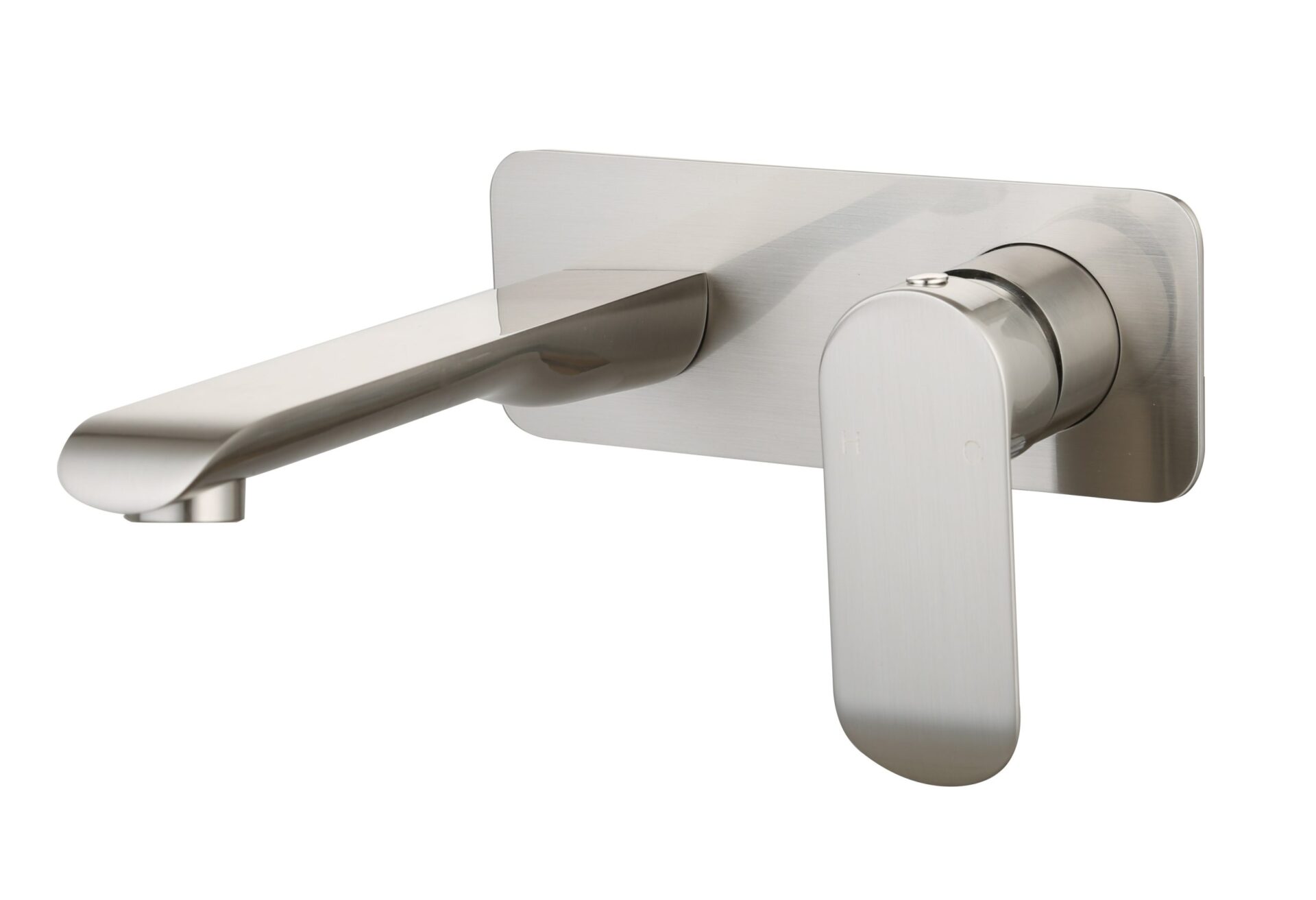 Oval Wall Basin Bath Mixer with Spout Brushed Nickel