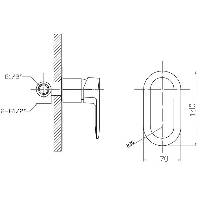 Oval Shower Mixer Chrome - Image 2