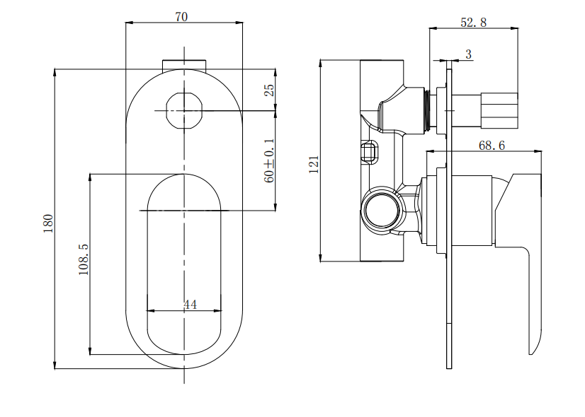Oval Diverter Shower Mixer Brushed Nickel - Image 2