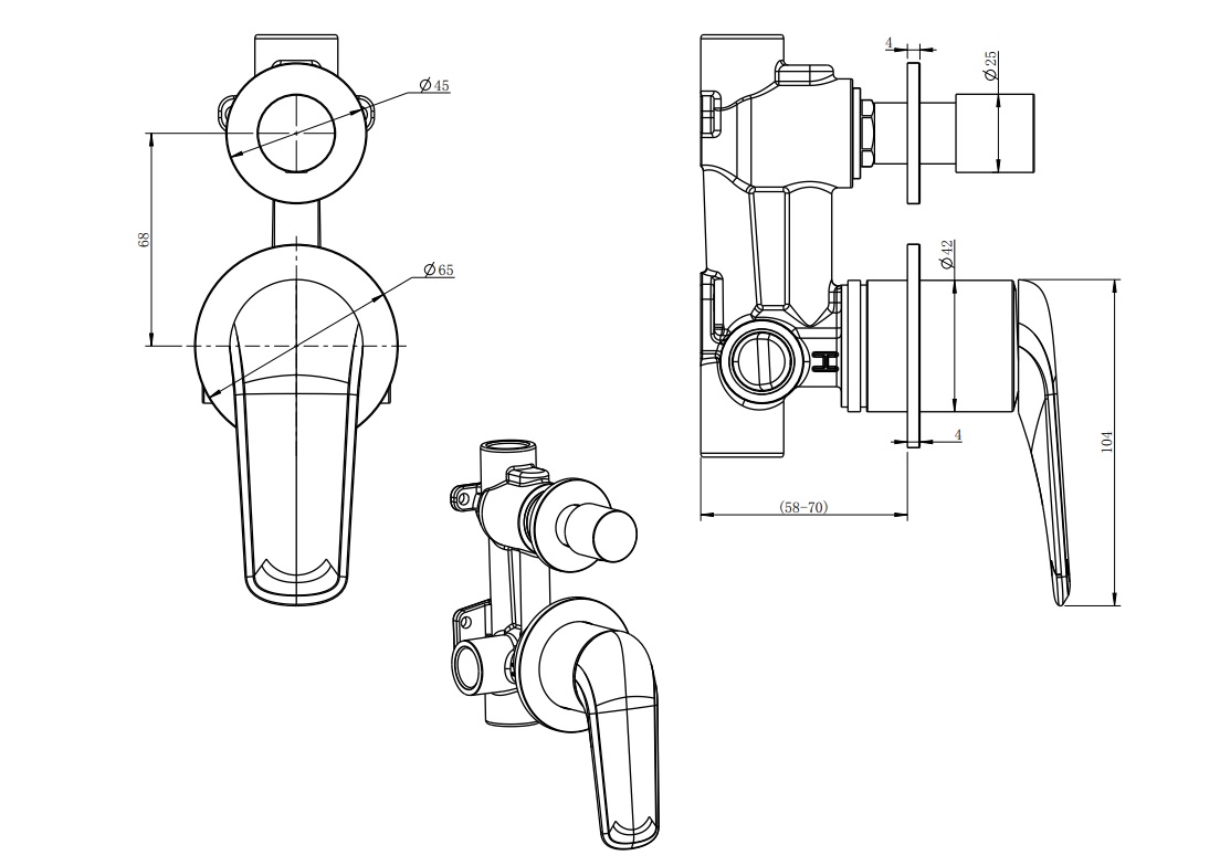 Berlin Wall Diverter Mixer Chrome - Image 3