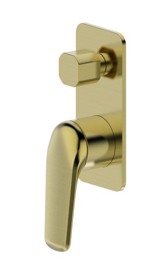 Berlin Square Wall Diverter Mixer Brushed Gold