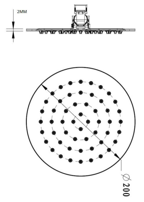 Rund Round Shower Head 200mm Stainless Steel - Image 2