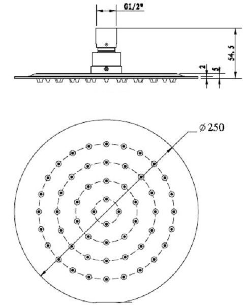 Rund Round Shower Head 250mm Matte Black - Image 2