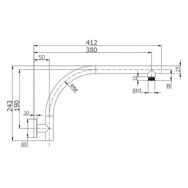Rund Round Curve Shower Arm Chrome - Image 2