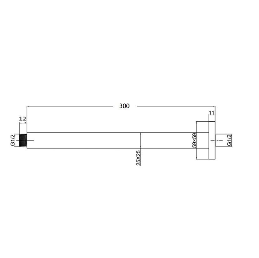 Rund Round Shower Ceiling Arm 300mm Chrome - Image 2
