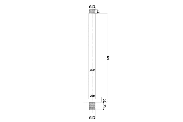 Rund Round Shower Ceiling Arm 300mm Matte Black - Image 2