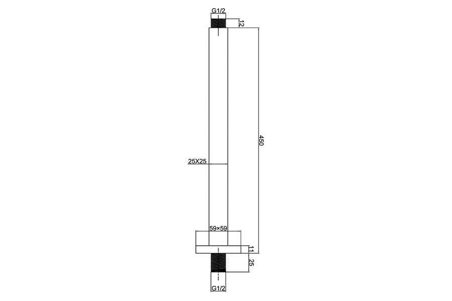 Rund Round Shower Ceiling Arm 450mm Matte Black - Image 2