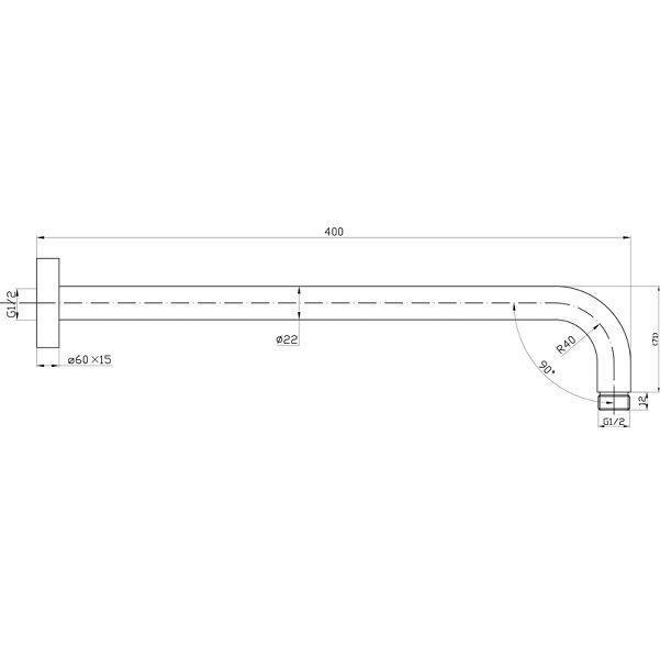 Rund Round Curve Wall Shower Arm Matte Black - Image 2