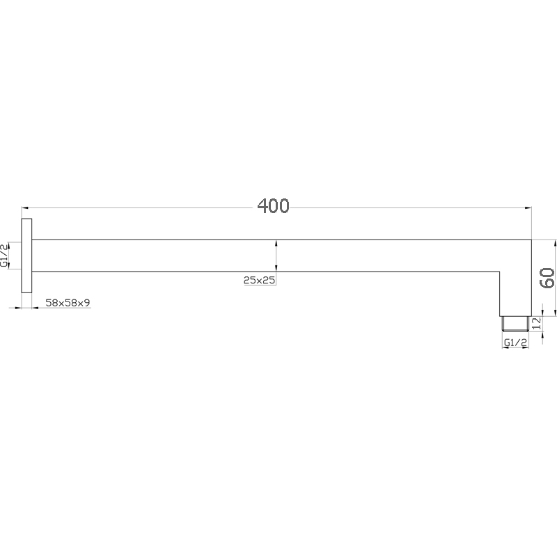 Eckig Square Wall Shower Arm Chrome - Image 2