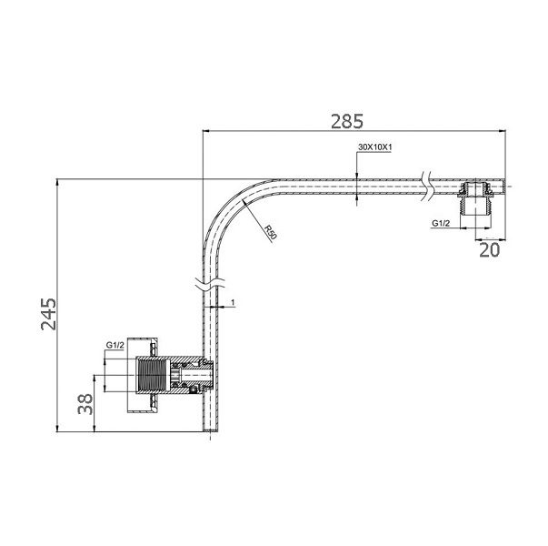 Eckig Square Curve Wall Shower Arm Matte Black - Image 2
