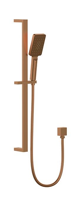 Eckig Square Multifunction Sliding Shower On Rail Brushed Bronze