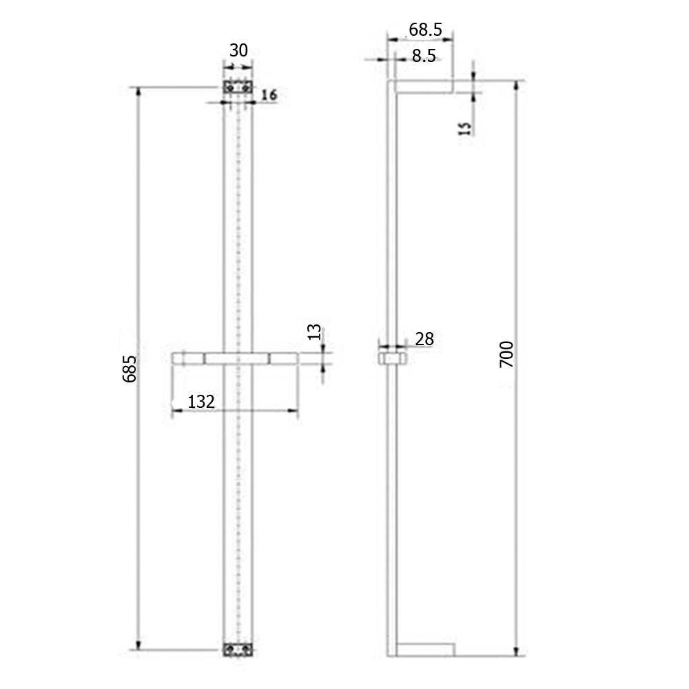 Eckig Square Multifunction Sliding Shower On Rail Brushed Bronze - Image 2