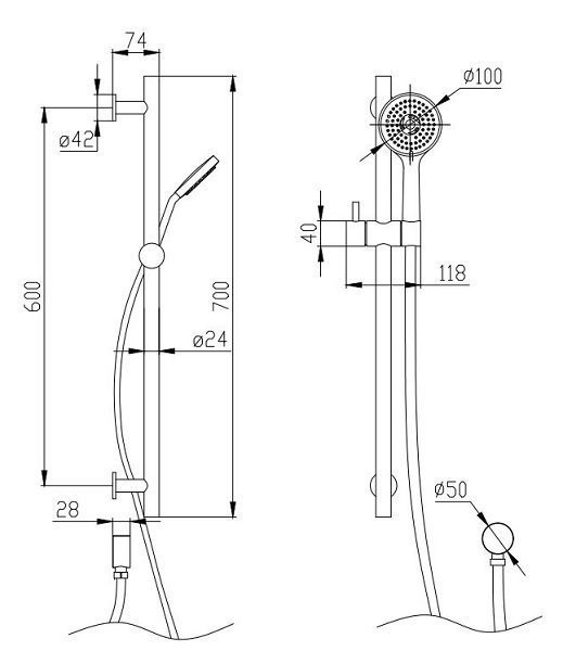 Rund Multifunction Sliding Shower On Rail Chrome - Image 2