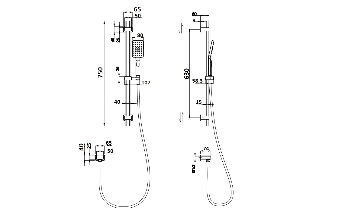 Kasten Multifunction Sliding Shower On Rail Chrome - Image 2