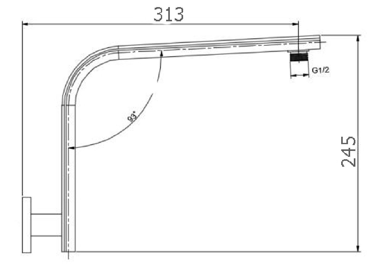 Kasten Curve Wall Shower Arm Chrome - Image 2