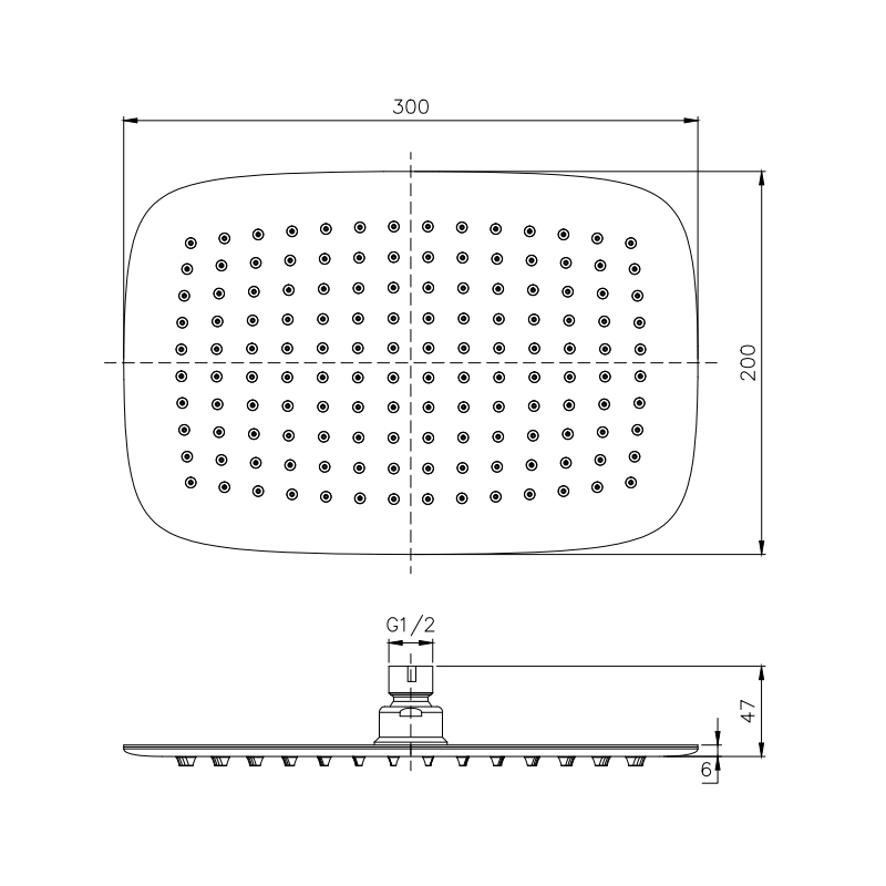 Thin Stainless Steel Shower Head 300 x 200 Brushed Nickel - Image 2