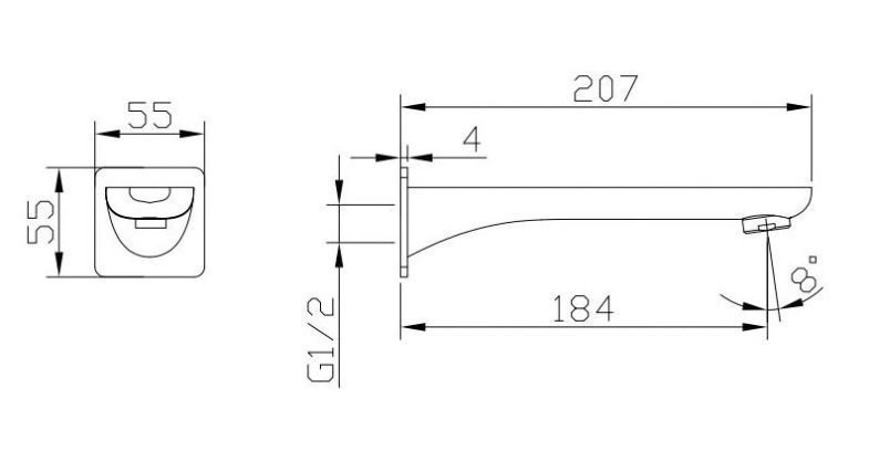 Luxus Bath Spout 180mm Chrome - Image 2