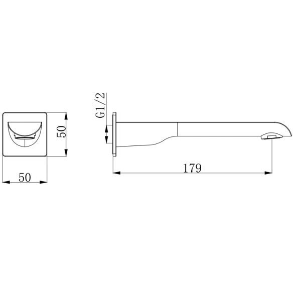 Oval Bath Spout 180mm Matte Black - Image 2