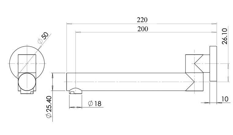 Rund Swivel Bath Spout Brushed Nickel - Image 2