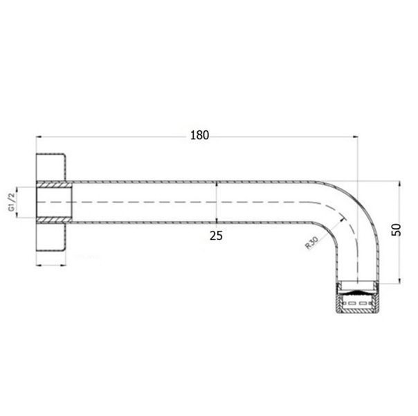 Rund Bath Spout 180mm Brushed Nickel - Image 3