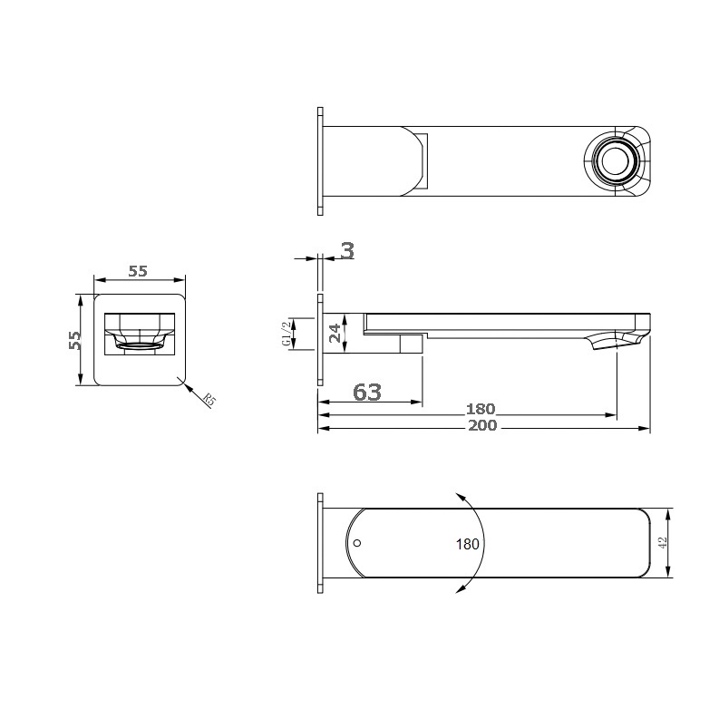 Kasten Swivel Bath Spout Chrome - Image 2