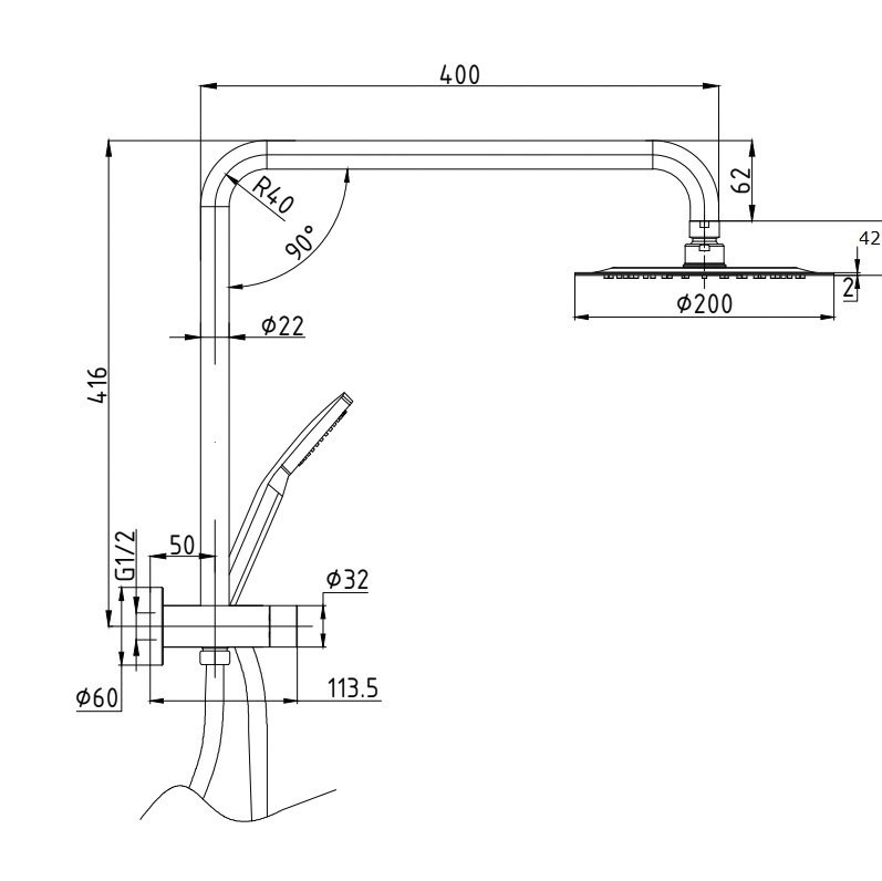 Rund Multifunction Shower Combo Chrome - Image 2