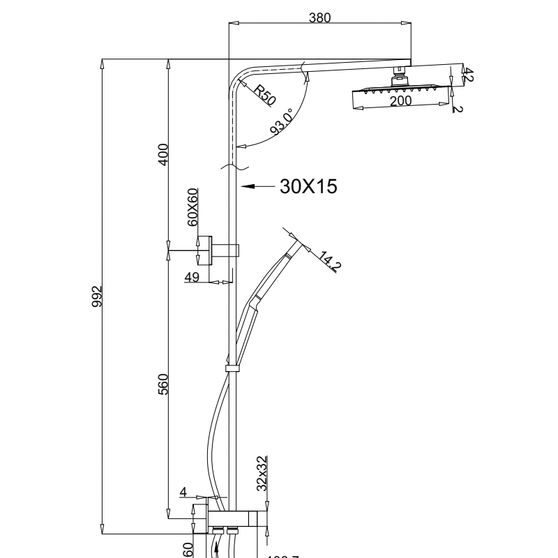 Eckig Multifunction Shower Combo Double Hose Chrome - Image 2