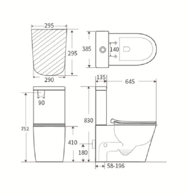 Cortona Rimless Flushing Back To Wall Toilet Suite - Image 7