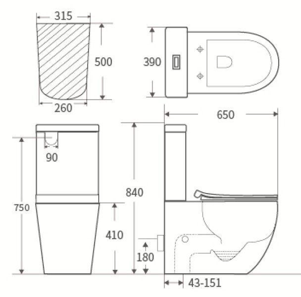 Gubbio Tornado Flushing Back To Wall Toilet Suite - Image 7