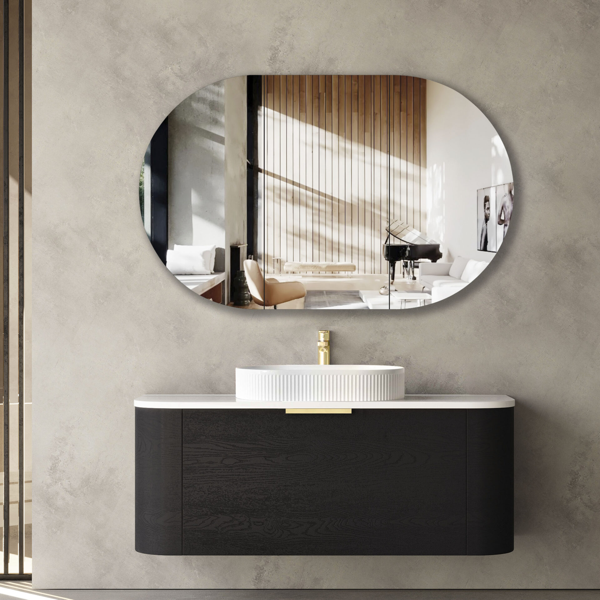Bondi 1200 Shaving Cabinet Black Oak - Image 2