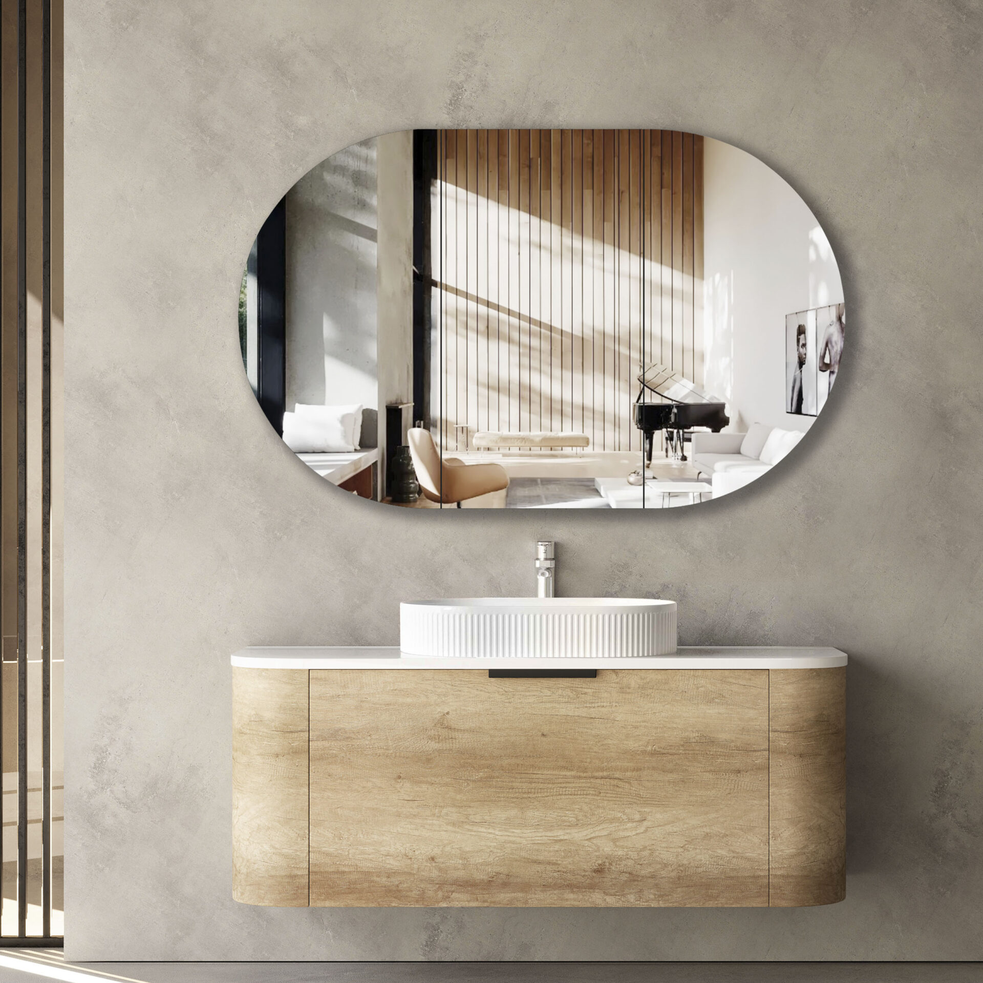 Kensington Fluted Oval Basin Gloss White - Image 2