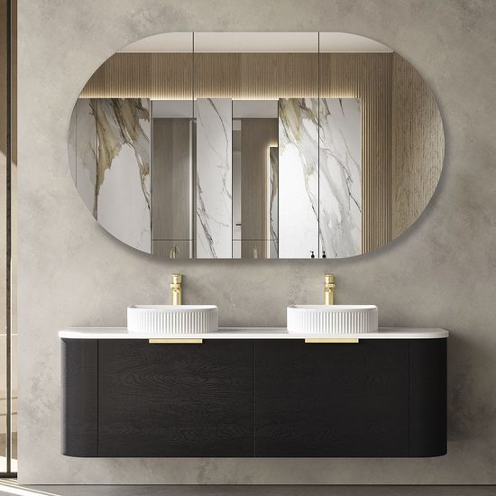 Bondi Black Oak Curve 1500 Wall Hung Vanity