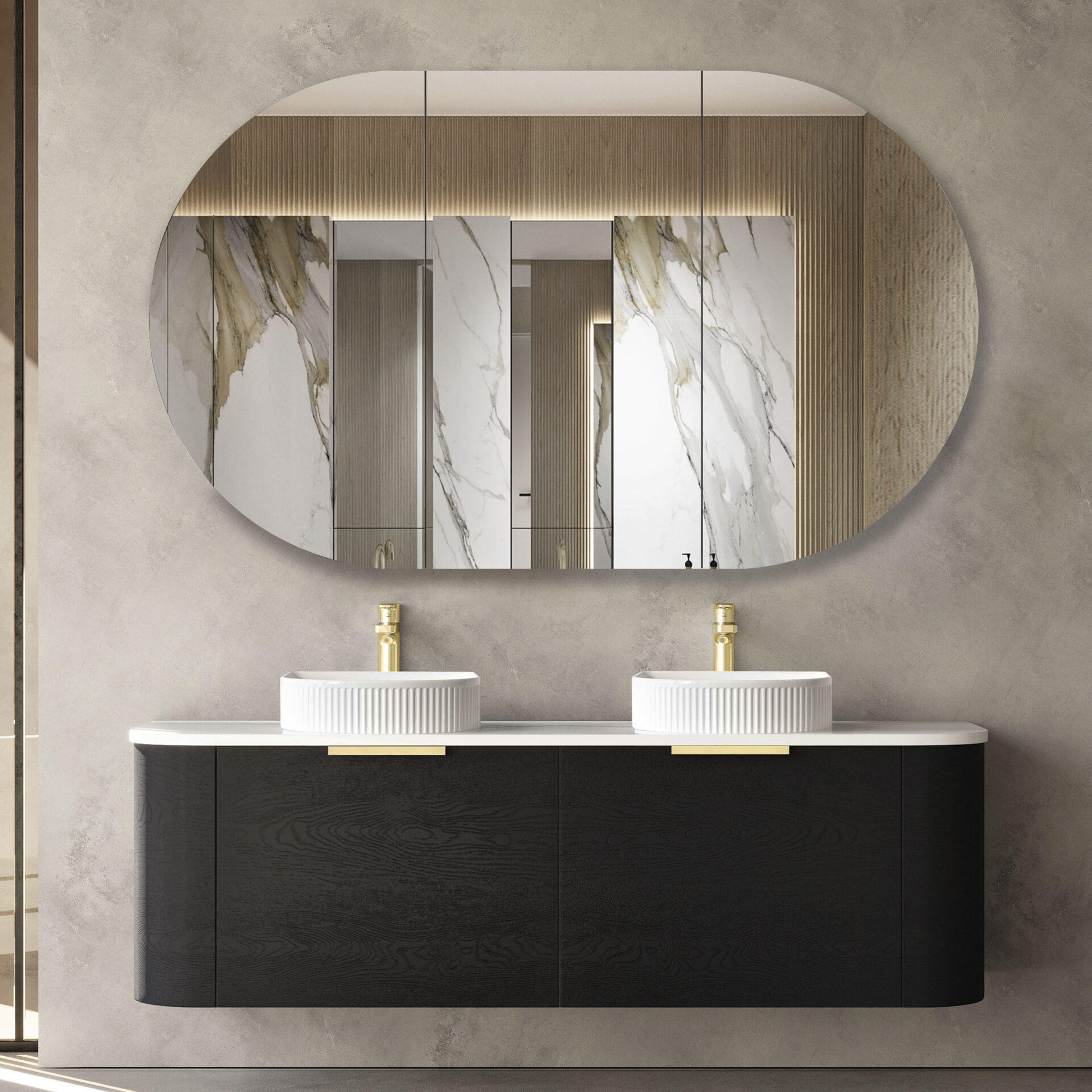 Bondi 1500 Shaving Cabinet Black Oak - Image 2