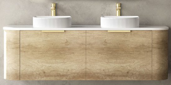 Bondi Natural Oak Curve 1500 Wall Hung Vanity - Image 2