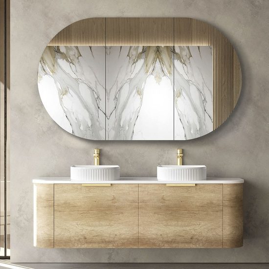 Bondi Natural Oak Curve 1500 Wall Hung Vanity