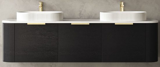 Bondi Black Oak Curve 1800 Wall Hung Vanity - Image 2