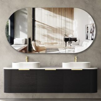 Bondi Black Oak Curve 1800 Wall Hung Vanity