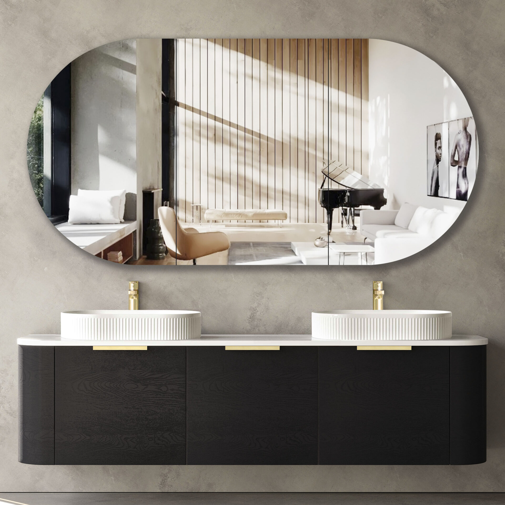 Kensington Fluted Oval Basin Gloss White - Image 3