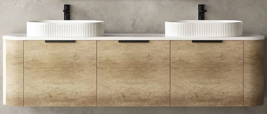 Bondi Natural Oak Curve 1800 Wall Hung Vanity - Image 2