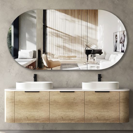 Bondi Natural Oak Curve 1800 Wall Hung Vanity