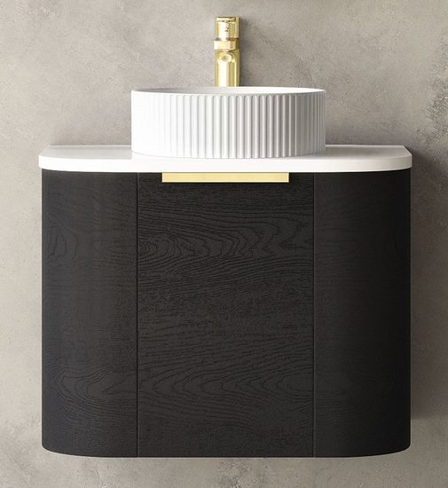 Bondi Black Oak Curve 600 Wall Hung Vanity - Image 2