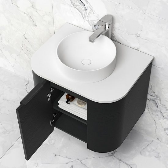 Bondi Black Oak Curve 600 Wall Hung Vanity - Image 3