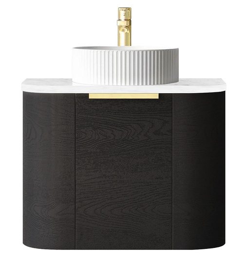 Bondi Black Oak Curve 600 Wall Hung Vanity - Image 5