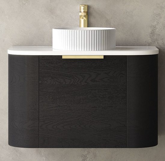 Bondi Black Oak Curve 750 Wall Hung Vanity - Image 2